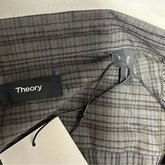 Theory IRVING Men's Gray Plaid Shirt SIZE SMALL NWT - Picture 6 of 9